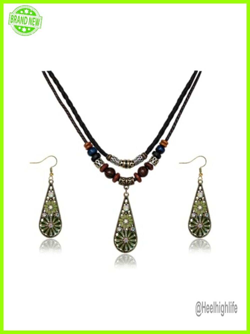 Bohemian Metal Dangle Earrings Necklace Jewelry Set for Women